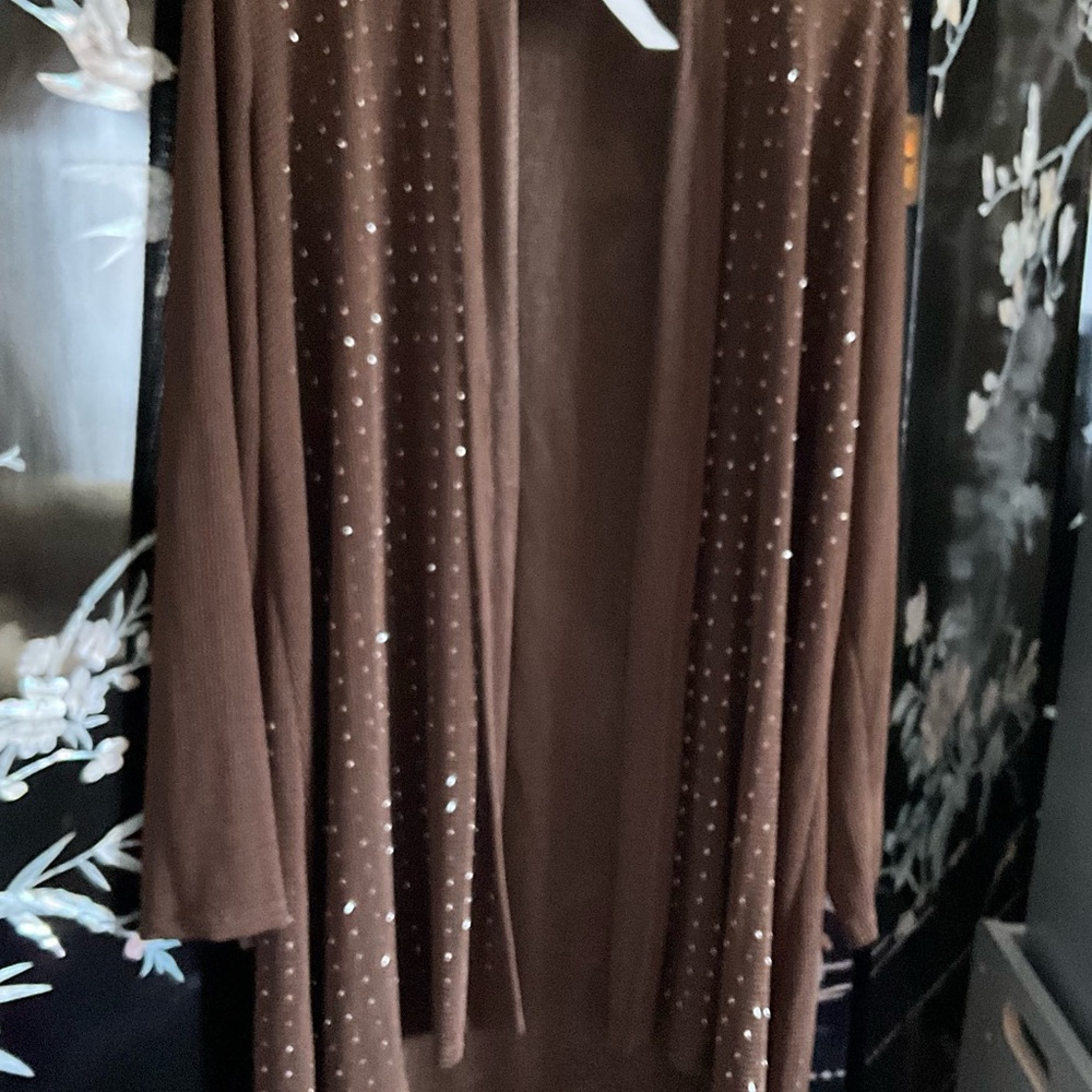 NWT Brown cardigan with rhinestones. White black available. Reduction sale 2026